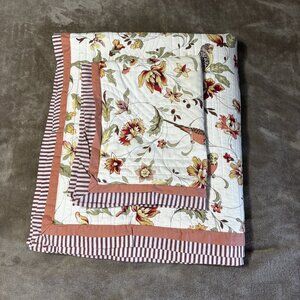 Waverly Retweet Berry Twin Quilted Comforter Sham 100% Cotton Birds Floral